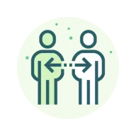 People with arrows pointing between them